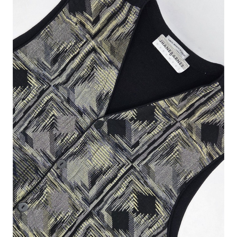 Jhane Barnes Wool Blend Button Down Sweater Vest Mens Large 80s-90s Textured VTG